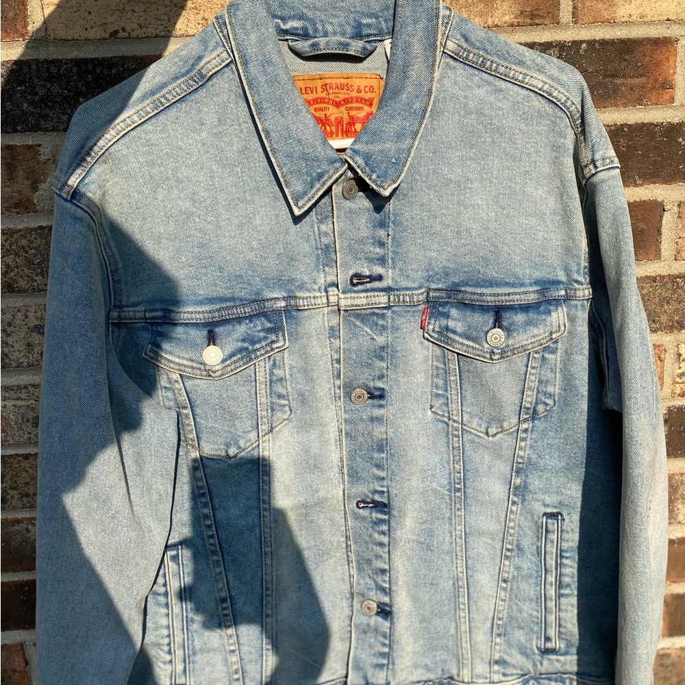 Levis Button Denim Jean Trucker Jacket Levi Strauss Mens Large